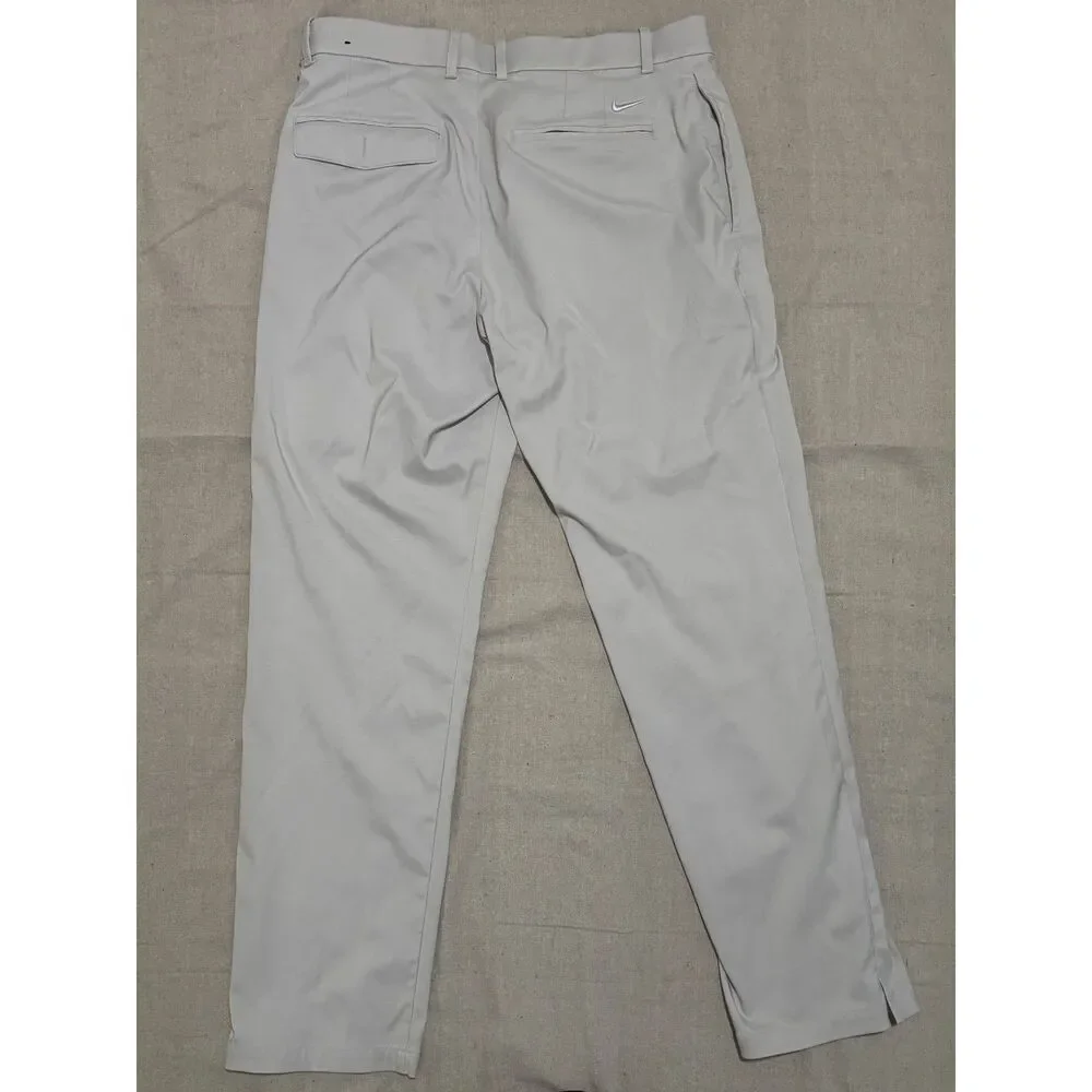 Nike Dri Fit Golf Pants Mens 34x30 Light Grey Standard Fit Flat Front Stretch